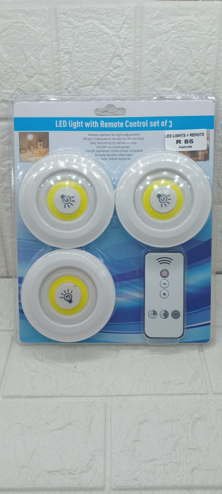 SET OF 3 LED LIGHTS WITH REMOTE CONTROL