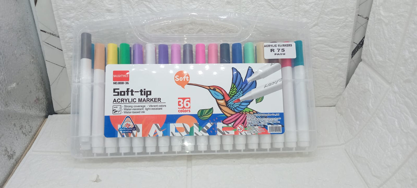 36 PIECE SOFT TIP ACRYLIC MARKERS