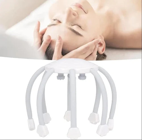360 Degree Scalp Massager, Adjustable Reduce Pressure White TMS Electric Scalp Massager Low Noise 5 Modes for Muscle Pressing