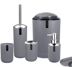 Bathlux BlueGrey Plastic 6pcs Bathroom Accessories Set