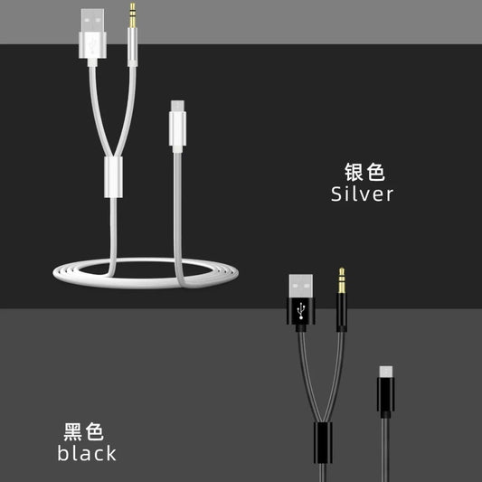 CABLE KY-228 3.5MM+USB TO TYPE-C