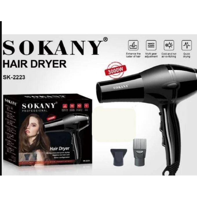 Sokany SK-2223 Professional Hair Dryer With 3 Extras - 3000 W