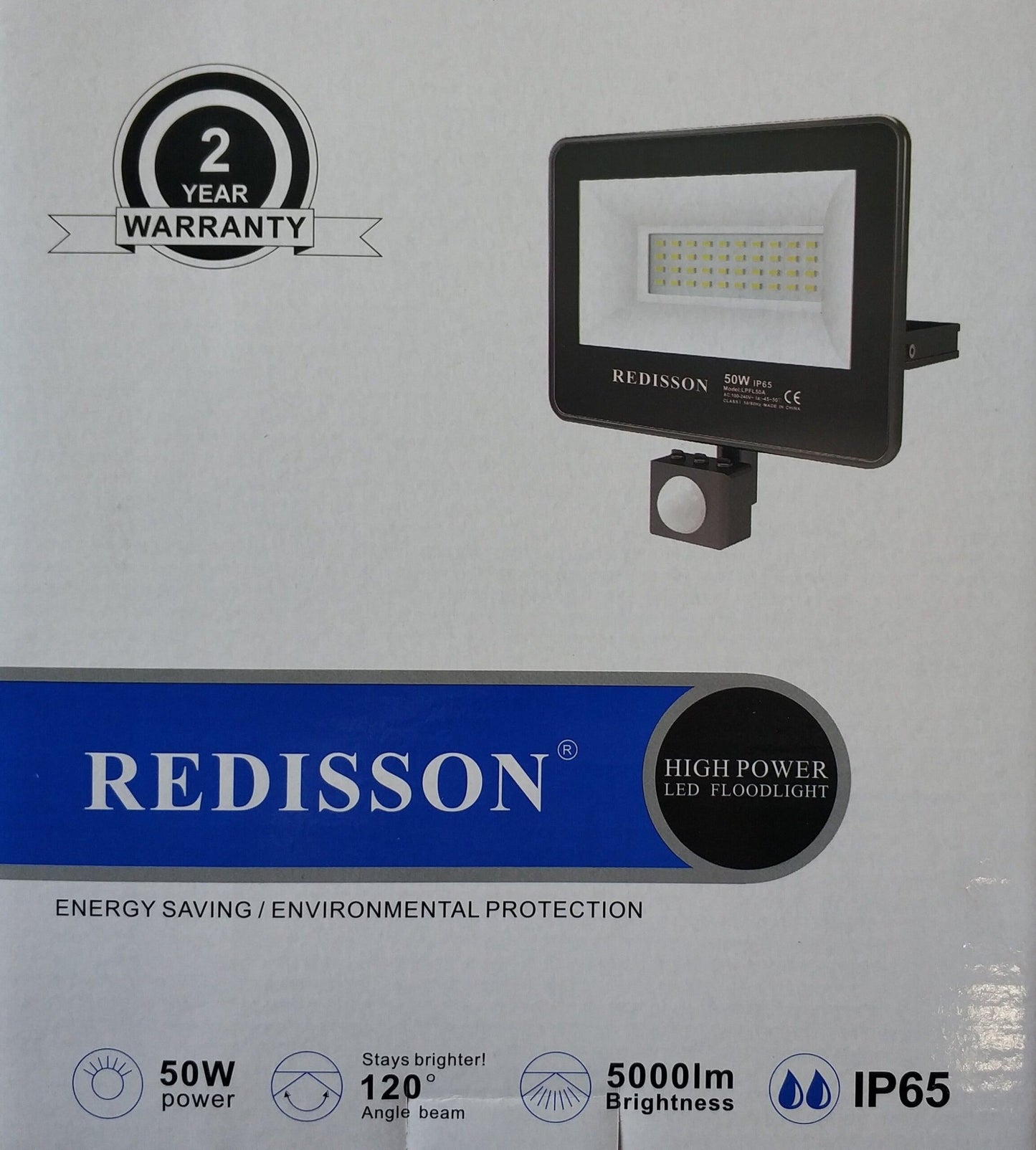 Redisson 50Watt Motion Sensing 220v AC Outdoor LED Flood Light