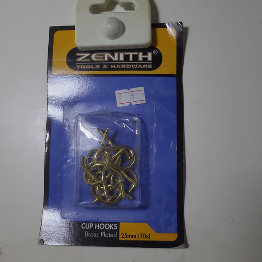 25mm Brass Plated Cup Hooks(10 pack)