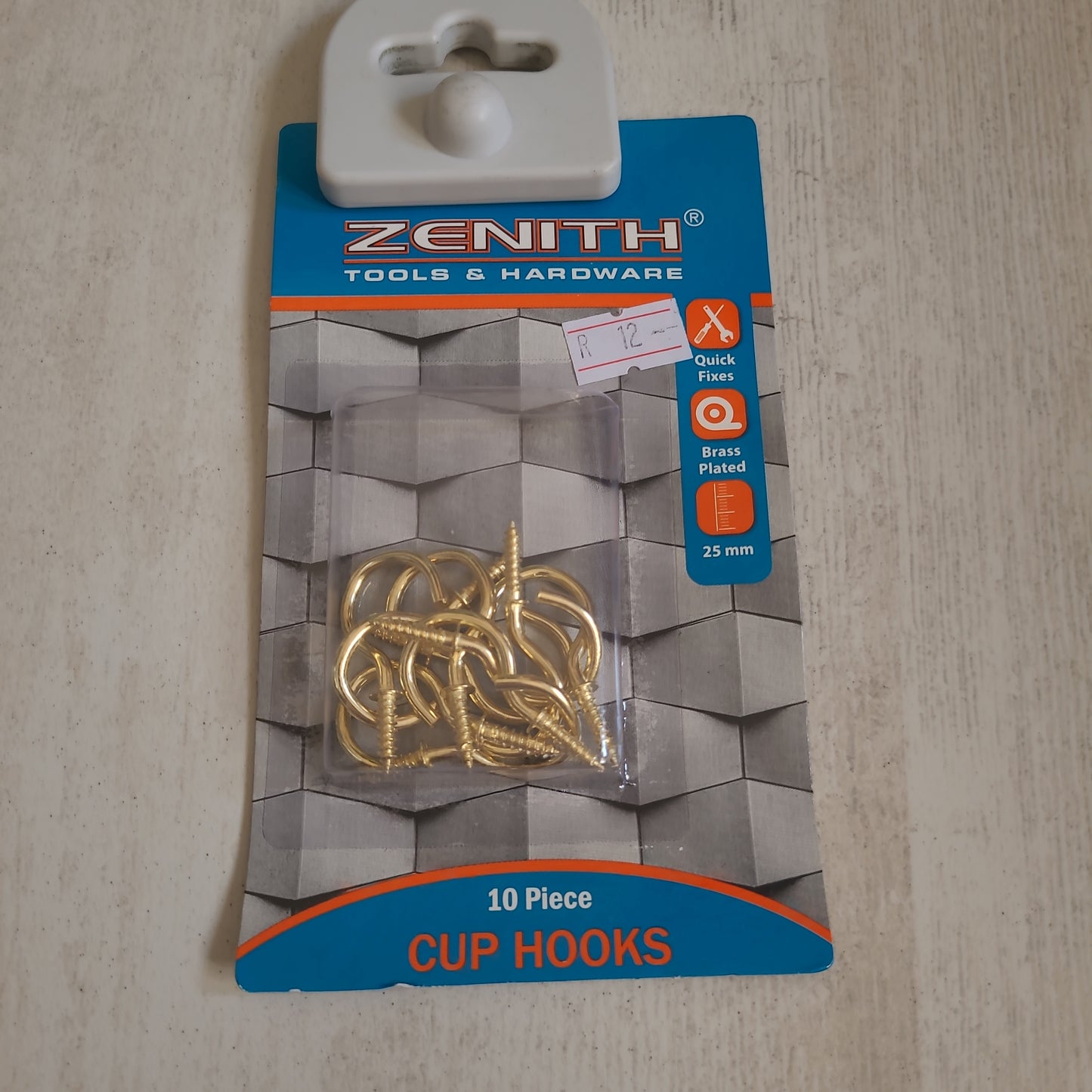 25mm Brass Plated Cup Hooks (10 pack)