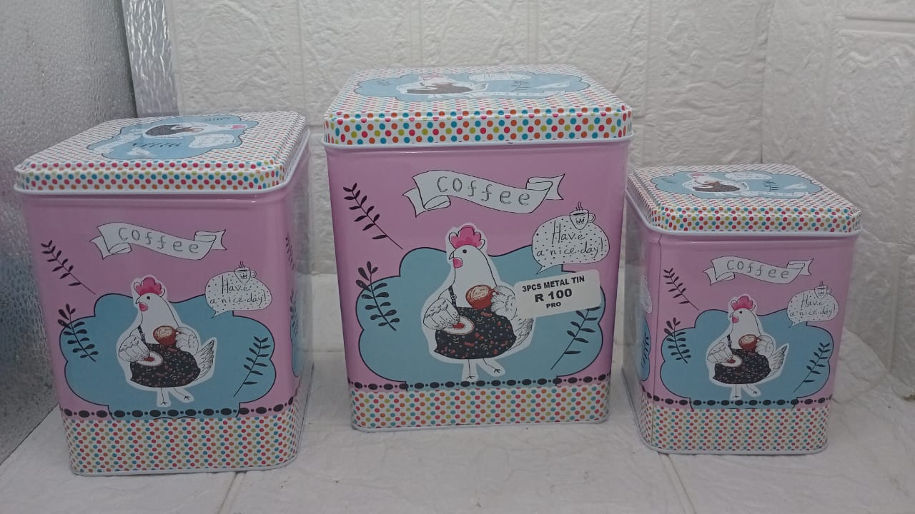 3 PIECE METAL TIN SET