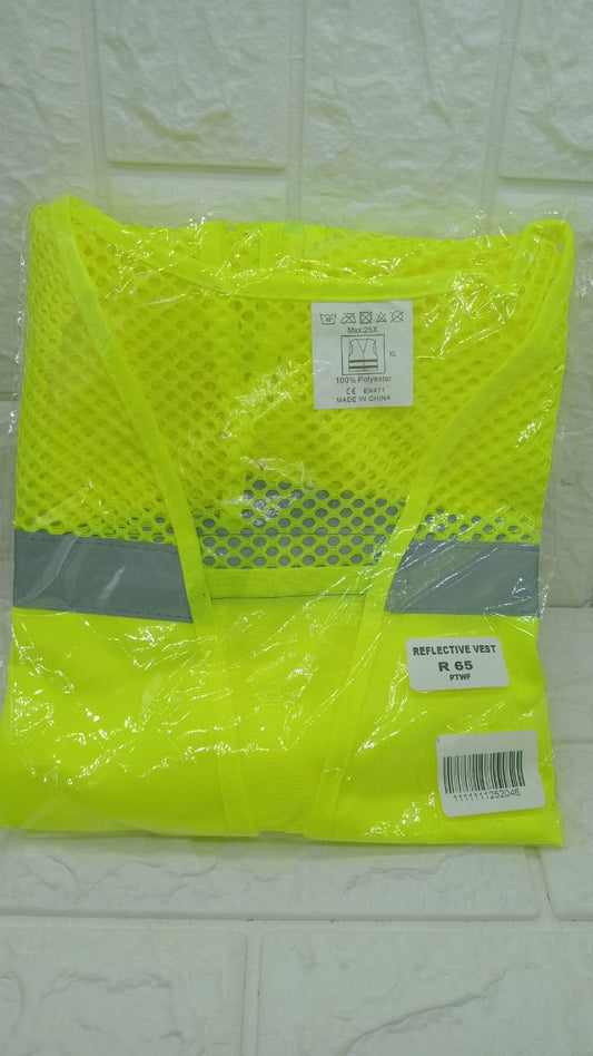 SLEEVELESS GREEN AND GREY REFLECTOR VEST