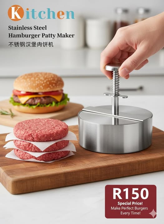 STAINLESS STEEL BURGER PATTY MAKER
