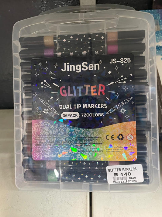 36 PACK GLITTER DUAL TIP MARKERS