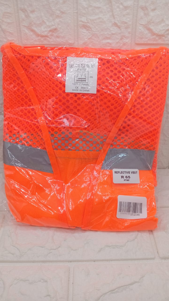 SLEEVELESS ORANGE AND GREY REFLECTOR VEST