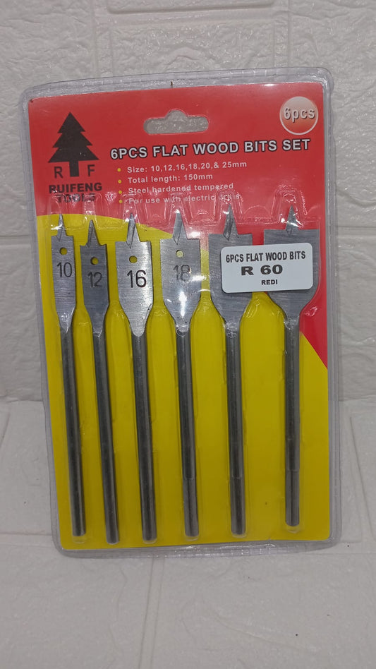 6 PIECE FLAT BITS WOOD SET