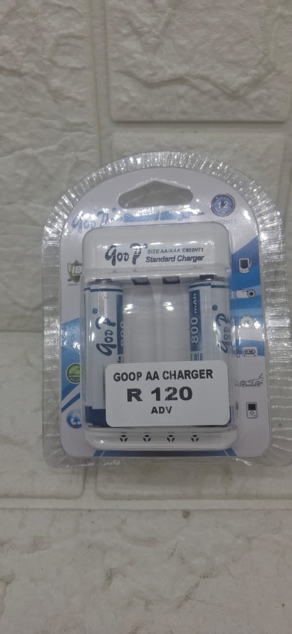 GOOP AA RECHARGEABLE BATTERY PACK AND CHARGER