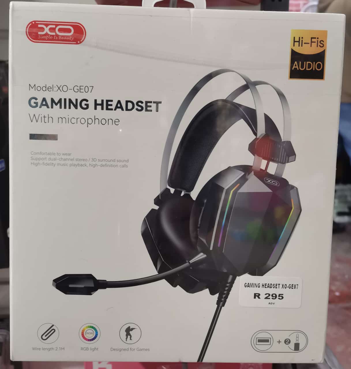 XO - XO-GE07 - 3D Surround Sound Gaming Headset With RGB Lighting - Black