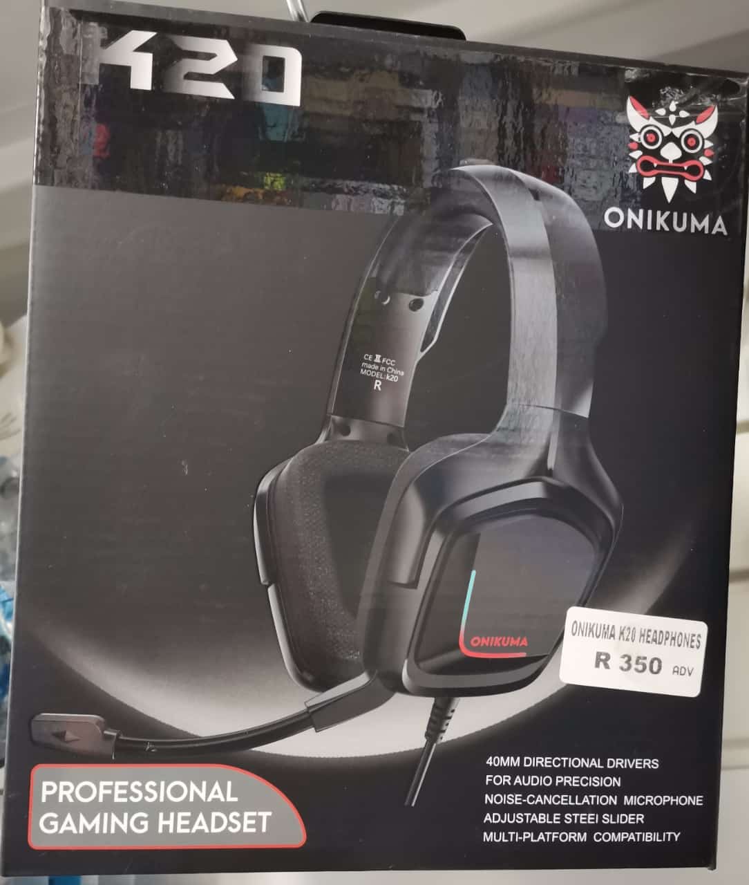 Onikuma K20 Professional Gaming Headset with LED Lights Black