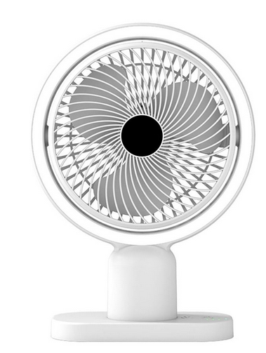 USB Desktop Fan Wireless Rechargeable 3 Speed with Light - White