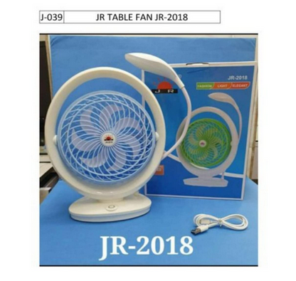 Game World JR-2018 Powerful Rechargeable High Speed Table Fan with LED Light (Multicolor)