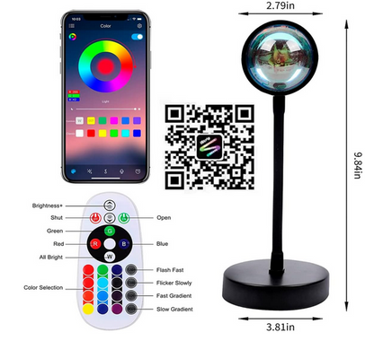 Sunset Lamp with App Smart Control, Sunset Lamp Modes 16 Colors Changing Sunset Projection Lamp with Remote Control Sunset Lamp for Elfie Photography Party