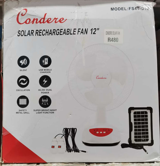 Fan Solar Rechargable 12"