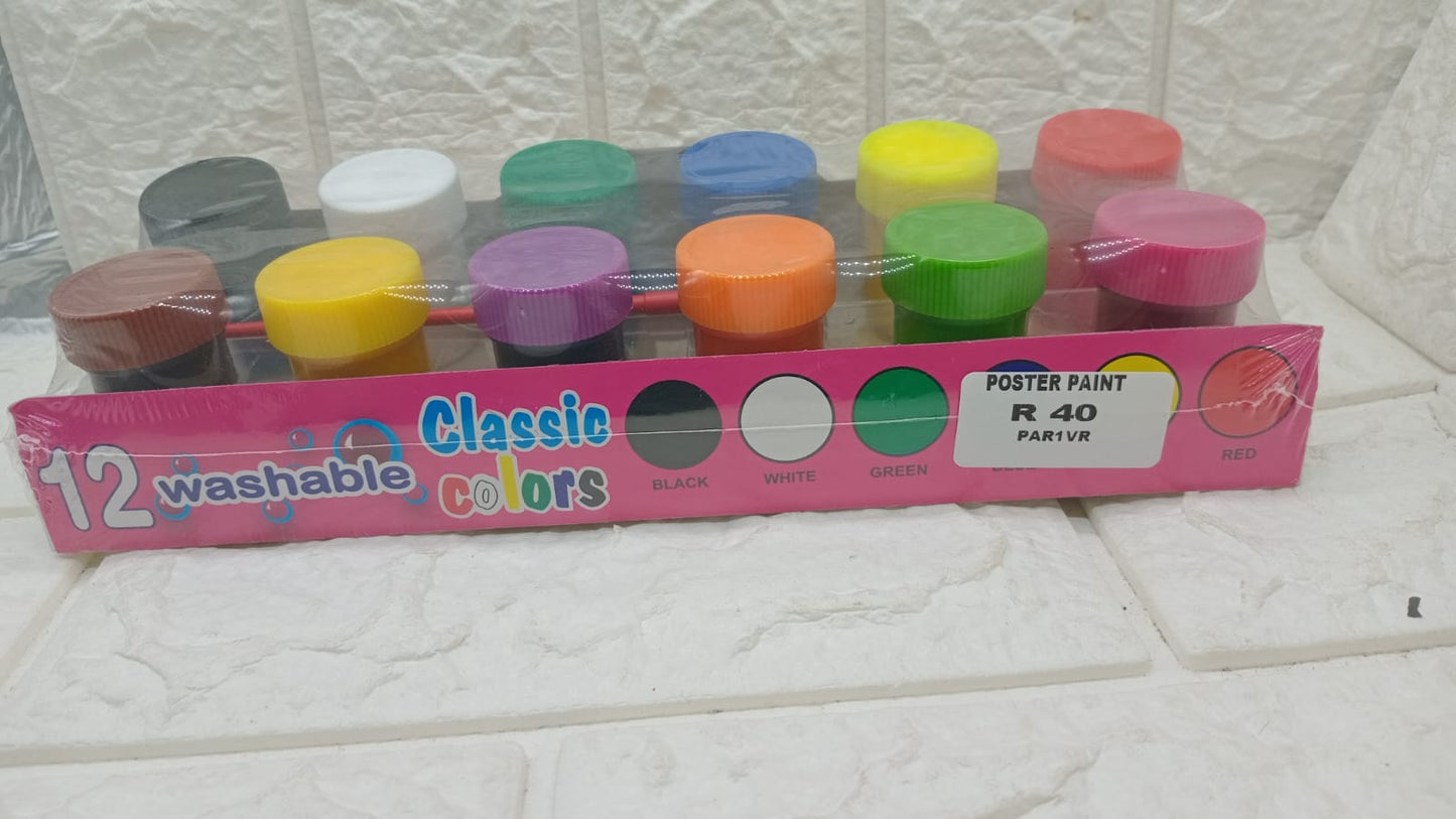 12PC WASHABLE PAINT