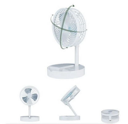 Desk and Table Portable Folding Fan, USB Rechargeable Battery with light