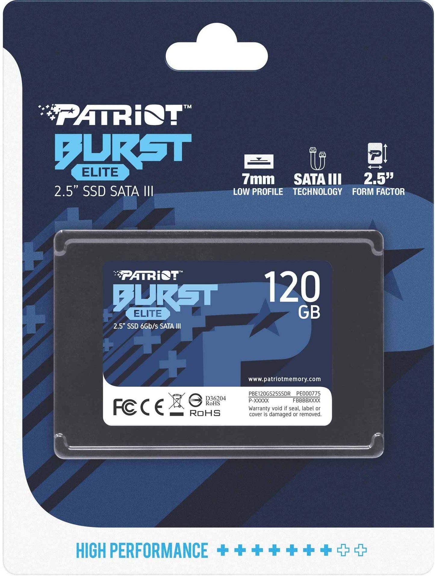 Patriot PBE120GS25SSDR Burst Elite 120GB 2.5" SATA 3.0 6Gbp/s Solid State Drive