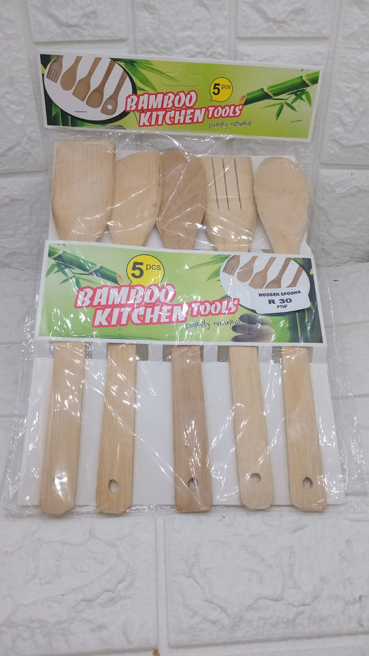 5 PIECES BAMBOO WOODEN SPOONS