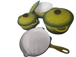 CAST IRON POTS 8 PC--GREAT COLOR SELECTION