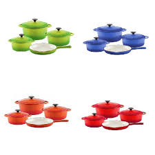 CAST IRON POTS 8 PC--GREAT COLOR SELECTION