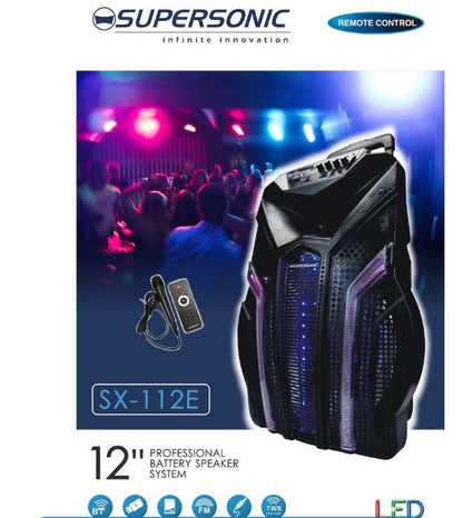 Supersonic 12" Portable Karoake Speaker Trolley with Mic+Remote SX-112E