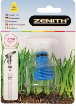 Zenith 19 mm Threaded Plastic Hose Tap Adapter Attachment