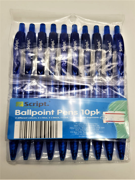12PC Blue Ball point Pens in blister Pack