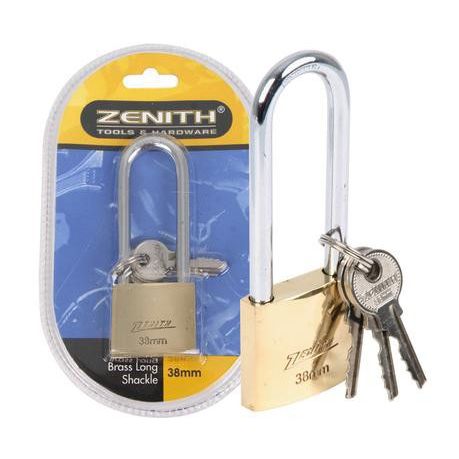 Padlock Zenith Brass 38mm Long-Shackle Bls