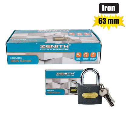 Padlock zenith iron 63mm boxed