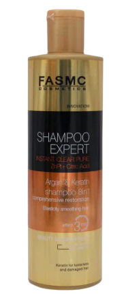 FASMC SHAMPOO EXPERT INSTANT CLEAR PURE ZNPT+ CITRIC ACID ARGAN & KERATIN SHAMPOO 8 IN 1 COMPREHENSIVE RESTORATION