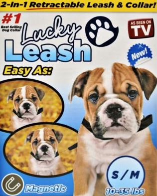 LUCKY LEASH SMALL/MEDIUM Retractable 2 in 1 Magnetic DOG Leash Collar
