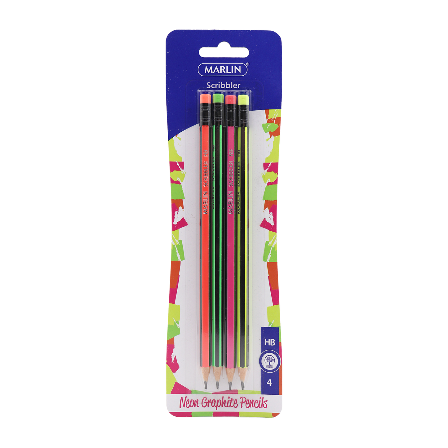 Marlin Scribbler 4 PC Neon Graphite Pencils