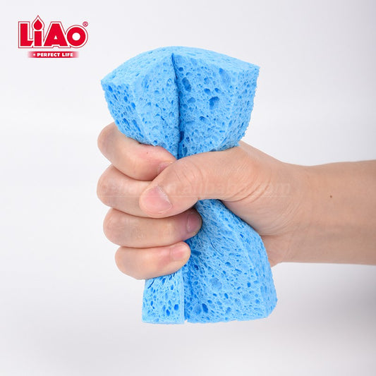 LiAo Cellulose Sponge Pad 2pcs (22x16x0.8cm) | Kitchen Sponge |